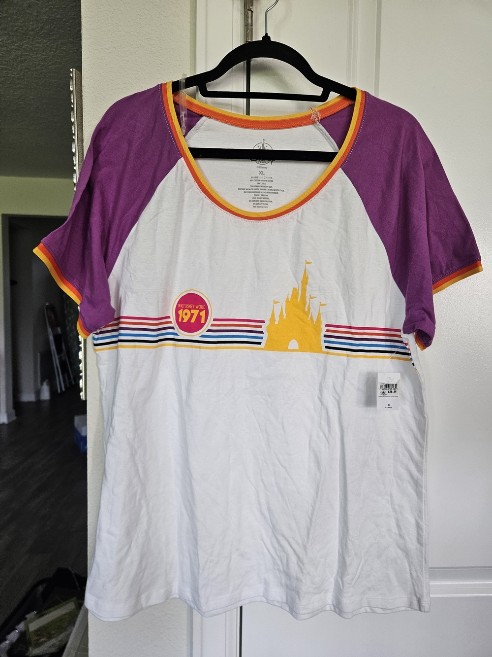 Disney Adult  White & Purple Castle Graphic Raglan Tee